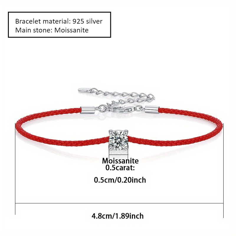 Men's 0.5-Carat Round Moissanite Bracelet in 925 Silver